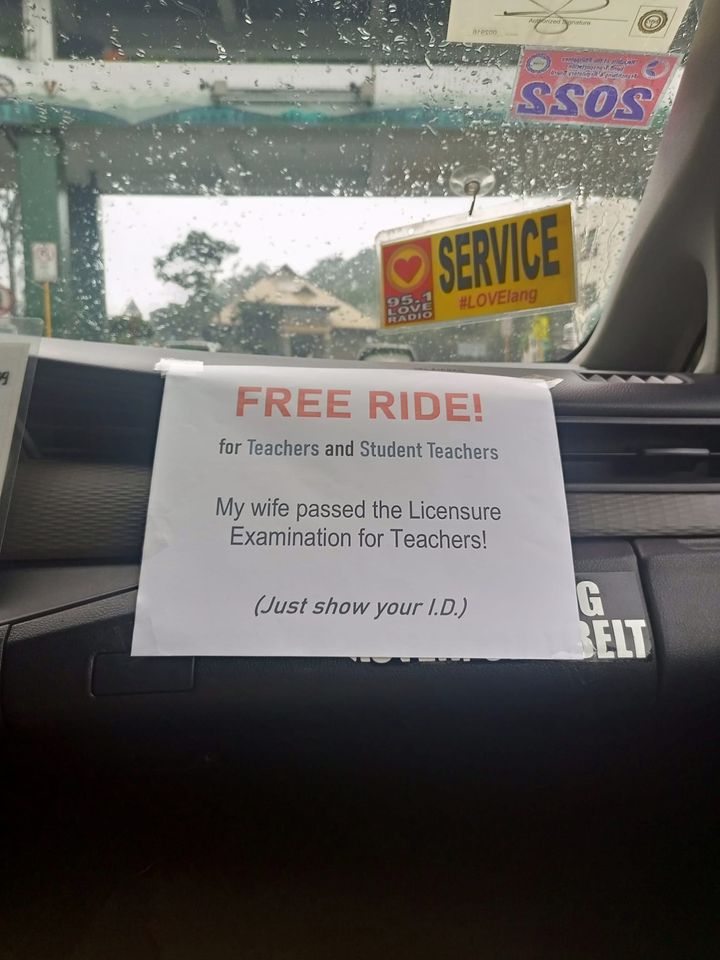 proud taxi driver offers free rides